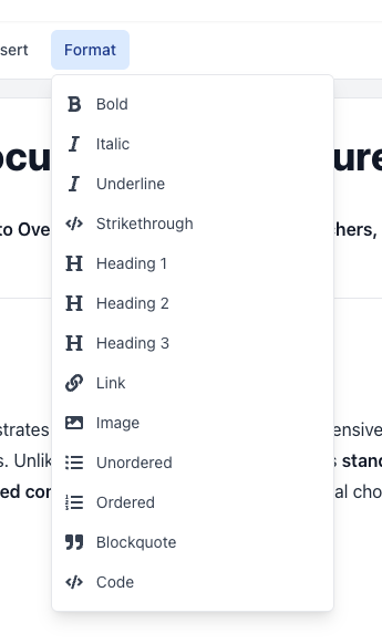 Document formatting options